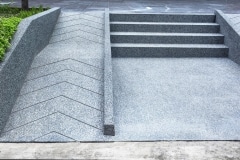 wheelchair ramp and stairs for people