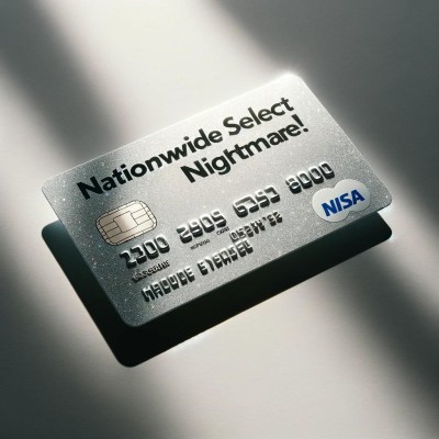 A silver credit card lying flat on a plain surface, The numbers are flat, and blend into the background, making them very difficult to read. Sunlight streams in from a nearby window, creating a strong natural lighting effect with extremely bright highlights and soft shadows on the card and surface. The words 